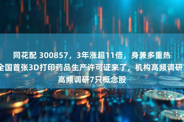 同花配 300857，3年涨超11倍，身兼多重热门题材！全国首张3D打印药品生产许可证来了，机构高频调研7只概念股