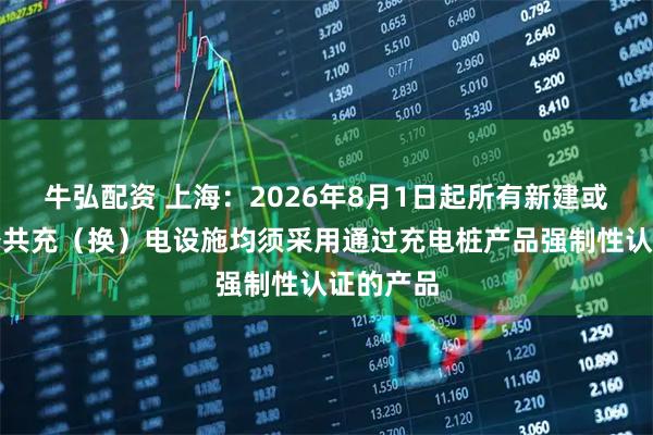牛弘配资 上海：2026年8月1日起所有新建或更新的公共充（换）电设施均须采用通过充电桩产品强制性认证的产品